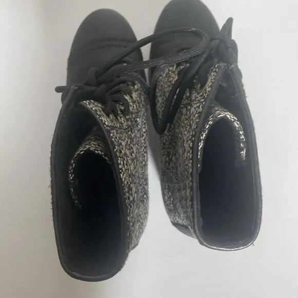 Women’s Sorel NL2265 Lexie Black Leather Wedge Winter Snow Ankle Boots Size 8