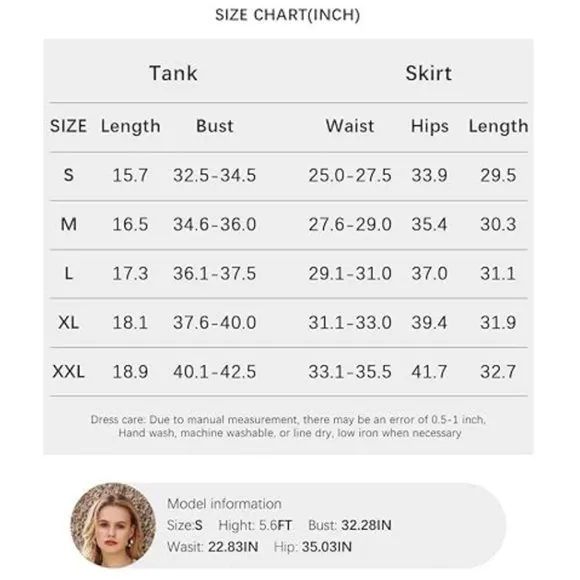 Women's Spring Two Piece Sets Tank Top and A Line Midi Skirt Knit Dress