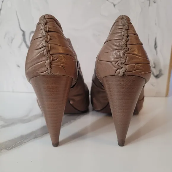 Women's Tan All Saints Taupe Spitafields Leather Ankle Shoes sz 39EU usa 8