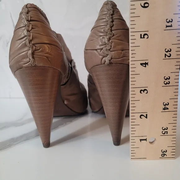 Women's Tan All Saints Taupe Spitafields Leather Ankle Shoes sz 39EU usa 8