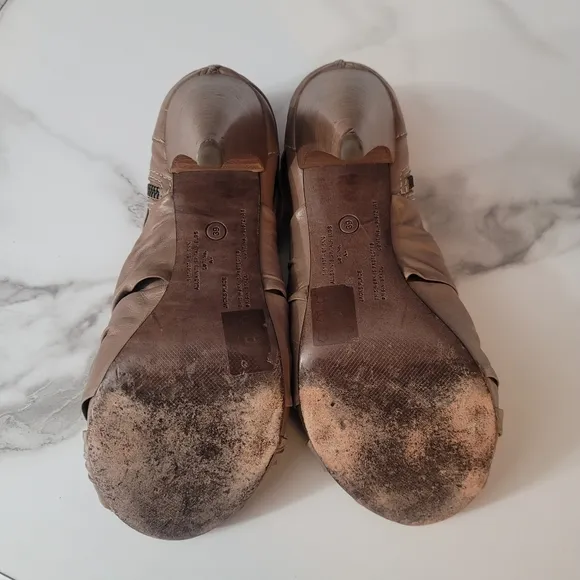 Women's Tan All Saints Taupe Spitafields Leather Ankle Shoes sz 39EU usa 8