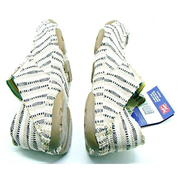 Womens Tony Lama Boots Canvas 3R Casual Slip On Shoes Tan Black Stripes 11B NWT