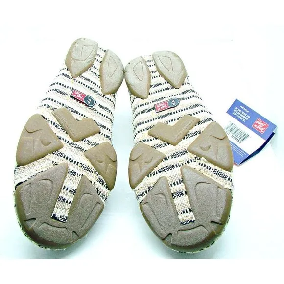 Womens Tony Lama Boots Canvas 3R Casual Slip On Shoes Tan Black Stripes 11B NWT