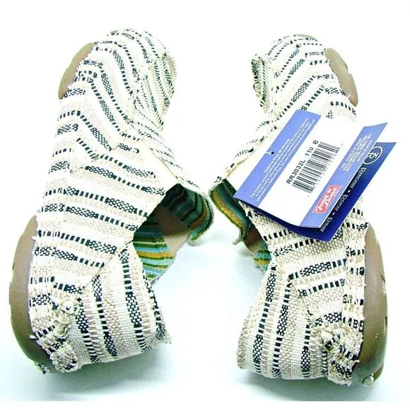 Womens Tony Lama Boots Canvas 3R Casual Slip On Shoes Tan Black Stripes 11B NWT
