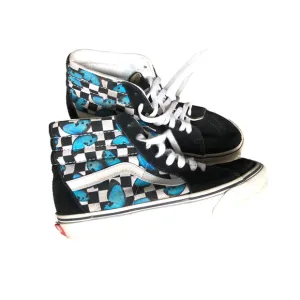 Women’s Vans Sneakers, Black &amp; Blue Checkered Butterfly, Size 8.5