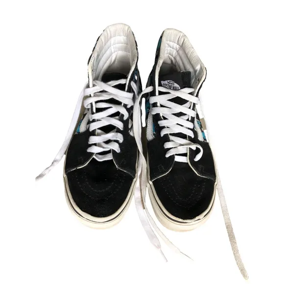 Women’s Vans Sneakers, Black &amp; Blue Checkered Butterfly, Size 8.5