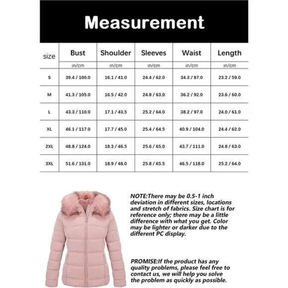 Women's Warm Quilted Bubble Padded Hood Coat with Faux Fur Collar, Pink