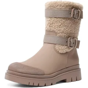 Women's Waterproof Winter Snow Boots with Warm Comfortable Fur Lining, Nude
