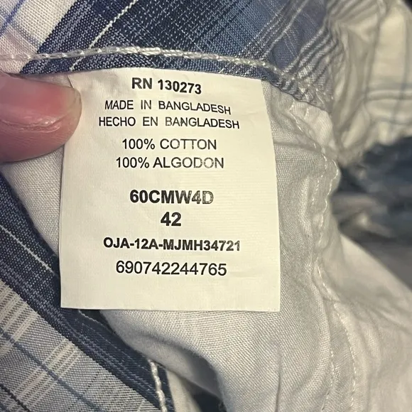 Wrangler Men’s Size 42 Cargo Striped Loose Fit Cotton Summer Work Shorts