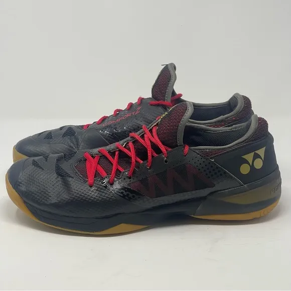 Yonex Comfort Z2 Badminton Shoes Mens 12 Black Red Power Cushion Lace Up