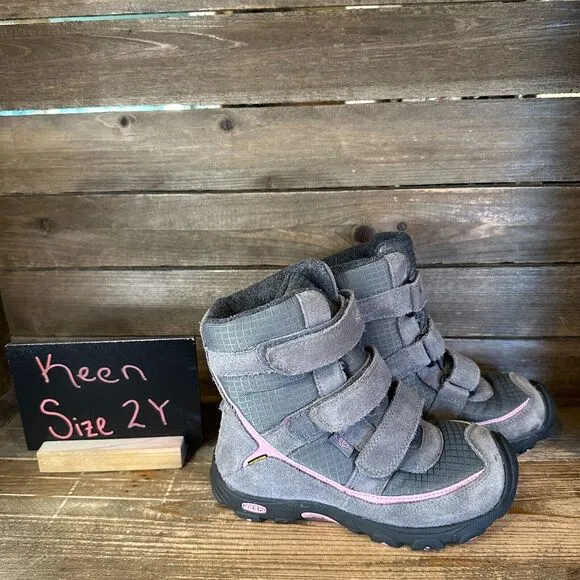Youth KEEN Trezzo‎ II Gray Waterproof Insulated Winter Snow Boots Size 2 Y GUC