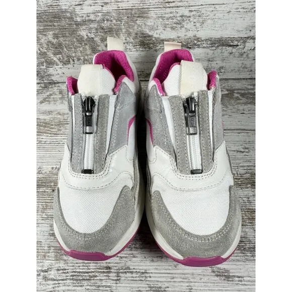 Youth UGG CA805 White/Gray Suede Zip Up Sneakers Sz 3
