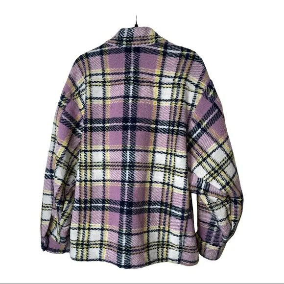 ZARA Purple Plaid Oversized Shirt Jacket Shacket Medium Blogger Favorite