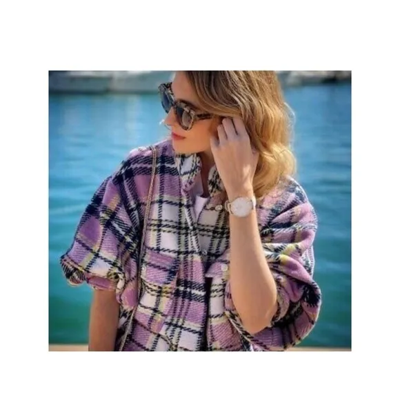 ZARA Purple Plaid Oversized Shirt Jacket Shacket Medium Blogger Favorite