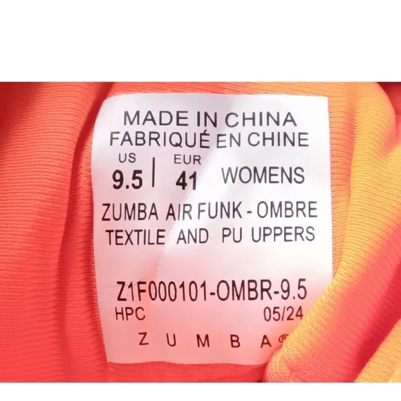 Zumba Air Funk-Ombre Sneakers Women's Size 9.5 Shoes